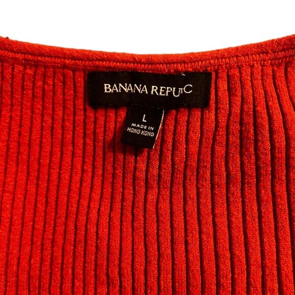 Banana Republic Reddish Orange Ribbed Sweater Scoop Neck Top - Size Large - Picture 3 of 4